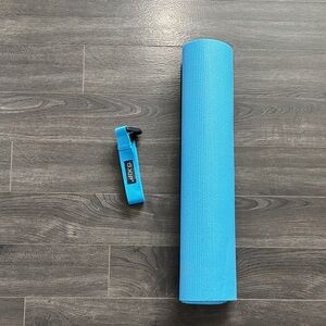 Vibrant Blue Exercise Mat 24x68 with Strap